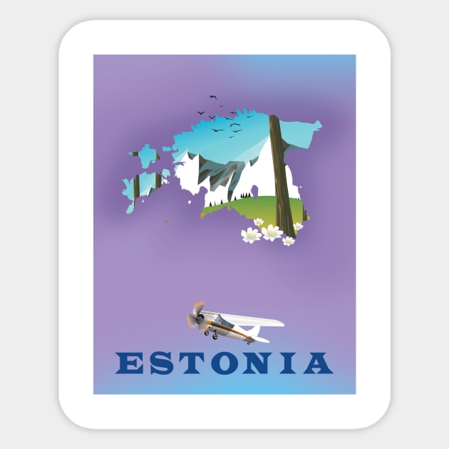 Estonia Travel map poster Sticker by nickemporium1